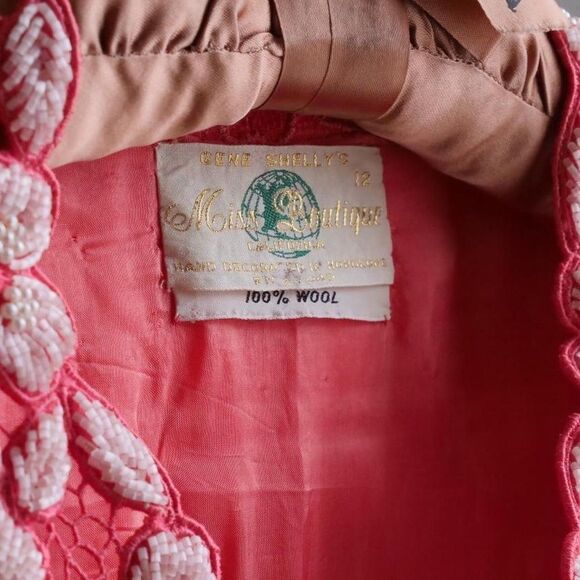 Gorgeous coral pink vintage 50s beaded cardigan - Picture 6 of 8